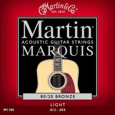martin guitars acoustic guitar strings martin m1100 acoustic guitar strings - 80/20, bronze light
