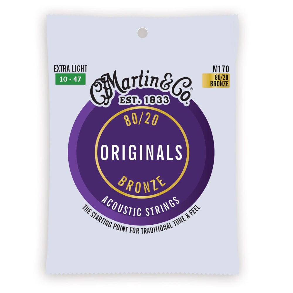 martin guitars acoustic guitar strings martin m170 80/20 bronze extra light acoustic guitar string - 10-47