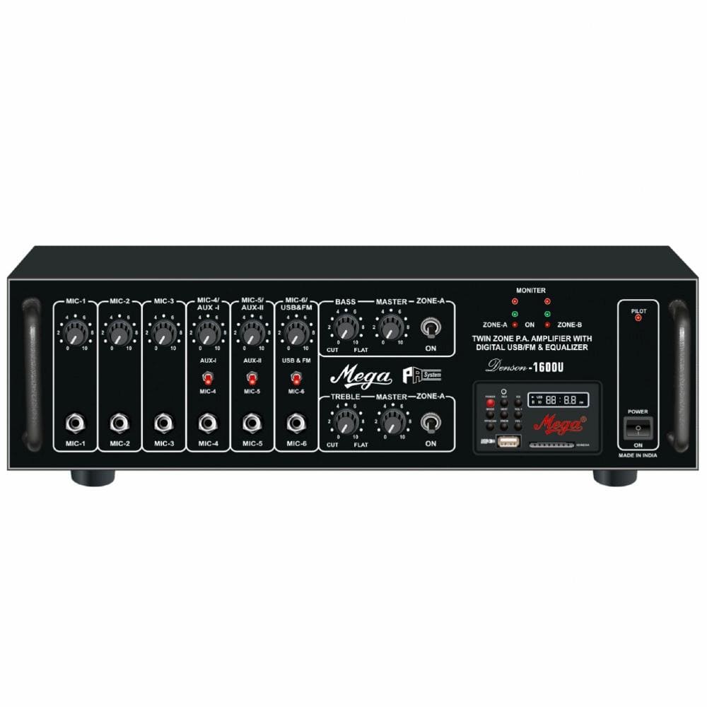 mega power amplifiers mega denson d-1600u twin zone power amplifier