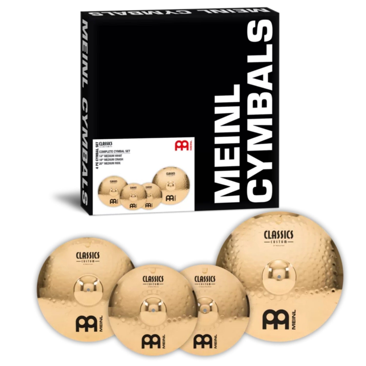 Meinl Cymbal Packs Meinl CC-CS1 Classics Custom Brilliant 14"HiHat 18"Crash 20" Ride Cymbals Set