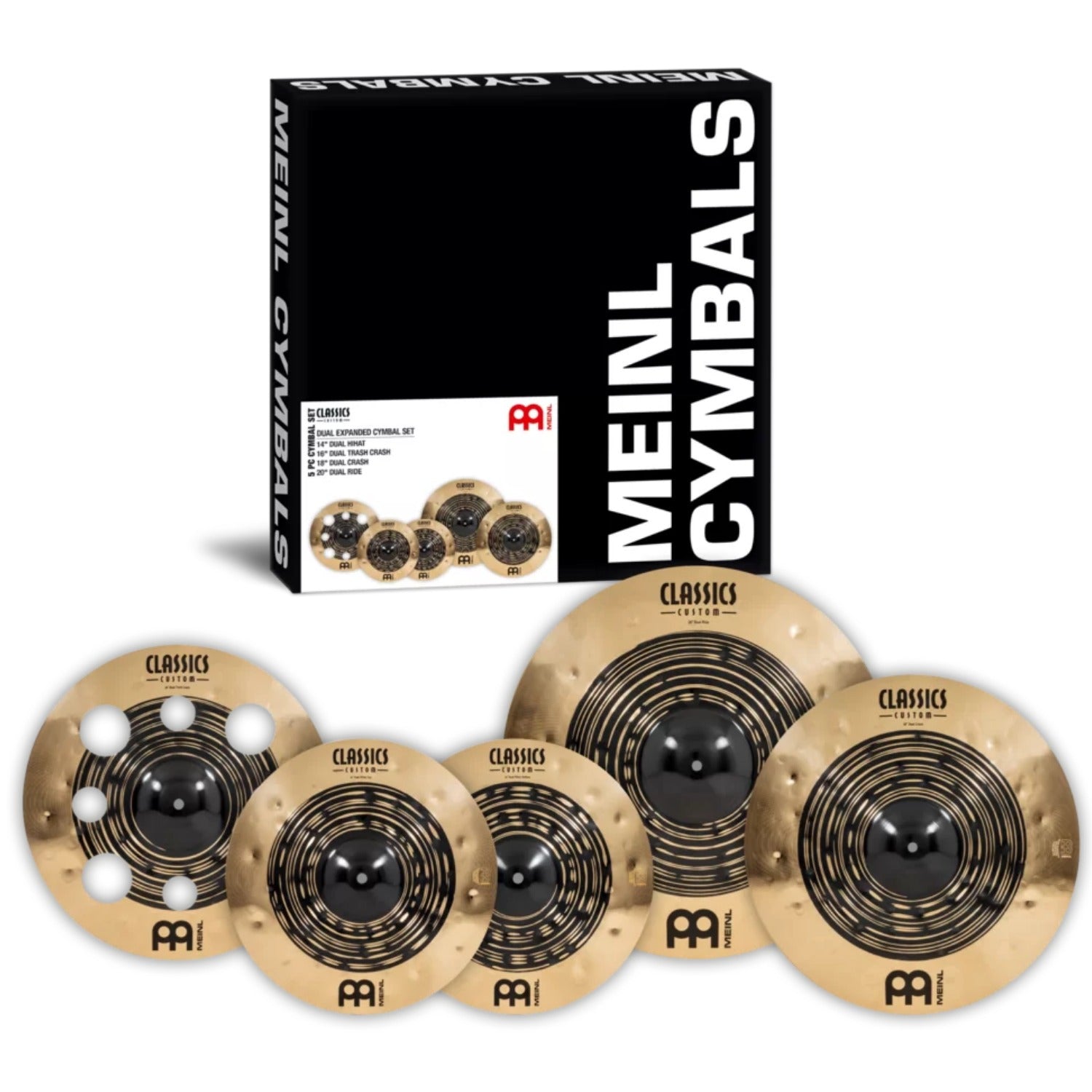 Meinl Cymbal Packs Meinl CCDU4680 Classics Customs Dual 14"HH 16"TC 18"Cr 20"Rd Cymbals Set