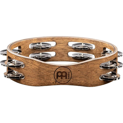 meinl tambourines meinl cta2wb compact wood series stainless steel jingles 2 rows tambourine - walnut brown