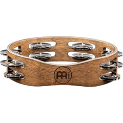 Meinl Tambourines Meinl CTA2WB Compact Wood Series Stainless Steel Jingles 2 Rows Tambourine - Walnut Brown