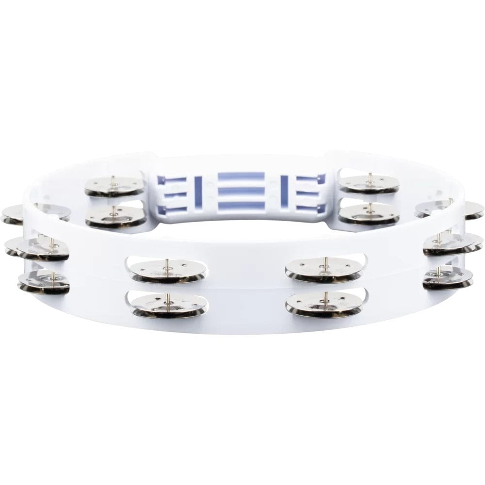 meinl tambourines meinl htt10wh 10" headliner series plastic stainless steel jingles 2 rows tambourine - white