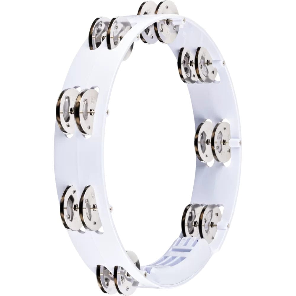 meinl tambourines meinl htt10wh 10" headliner series plastic stainless steel jingles 2 rows tambourine - white