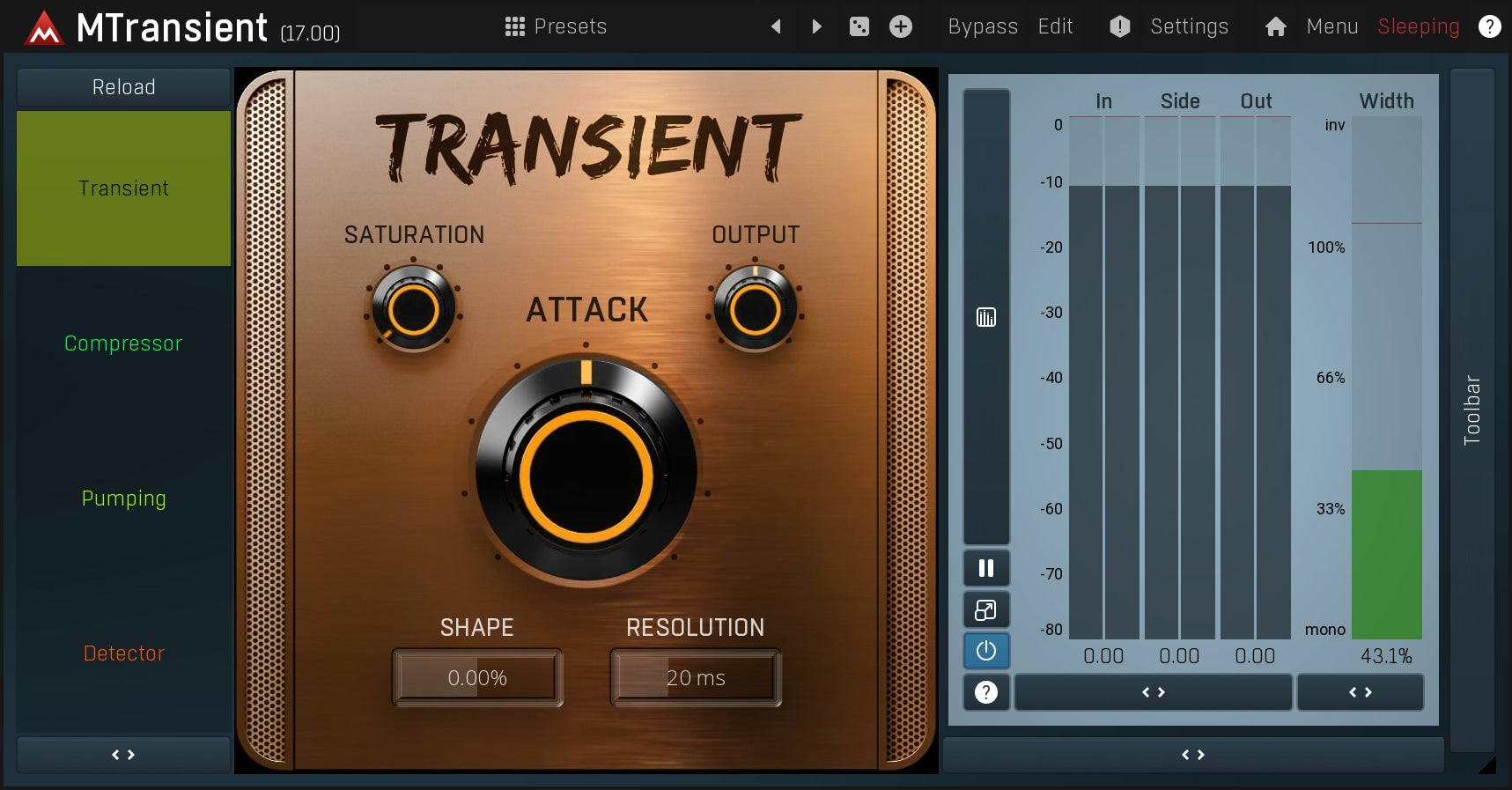 MELDA Virtual Processors MELDA MTransient Transient Shaper – Professional Audio Software & Plugin