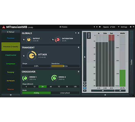 MELDA Virtual Processors MELDA MTransientMB Transient Shaper – Professional Audio Software & Plugin