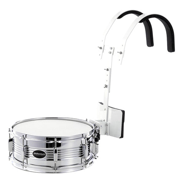 millenium marching snare drums millenium md124c marching snare set - silver