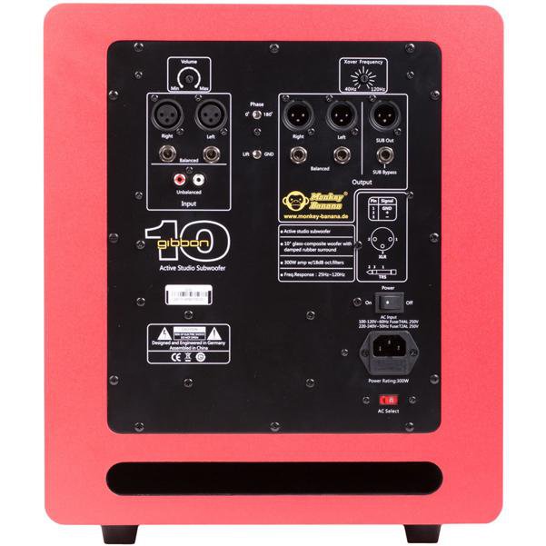 monkey banana subwoofers monkey banana gibbon 10 active subwoofer   #color_red