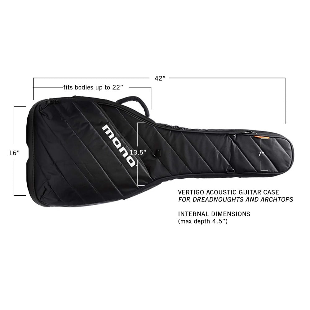 Mono Creators Acoustic Guitar Gigbags Black Mono Creators M80-VAD Vertigo Acoustic Guitar Bag 