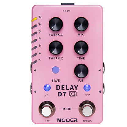 Mooer Delay Pedals Mooer D7 Delay X2 Dual Footswitch Stereo Delay Pedal