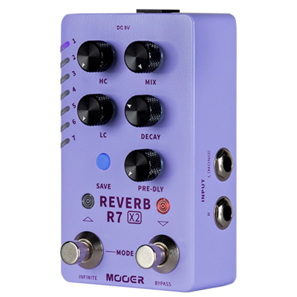 Mooer Reverb Pedals Mooer R7 Reverb X2 Dual Footswitch Stereo Reverb Pedal