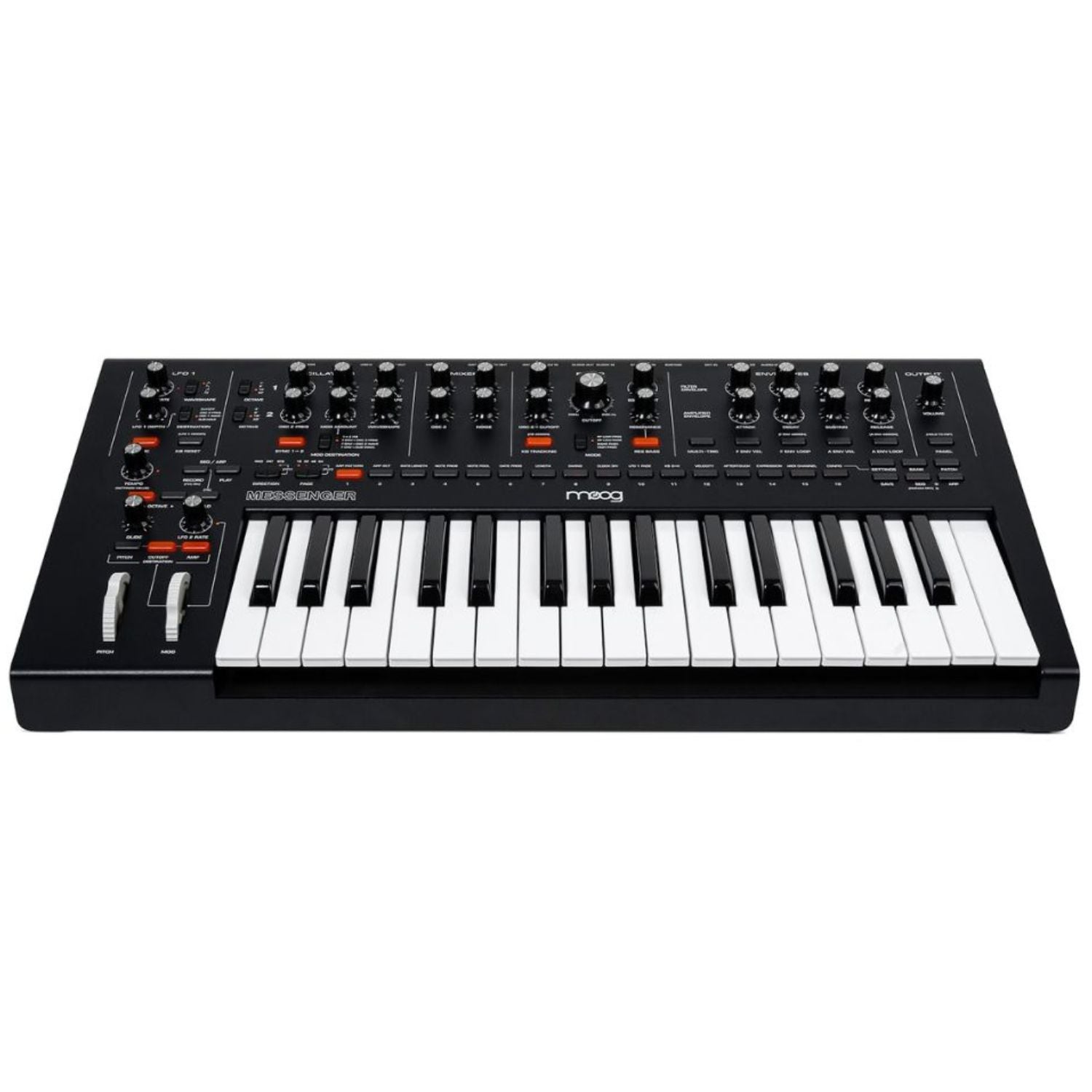 Moog Synthesizers Black Moog Messenger A Monophonic Analog Keyboard Synthesizer #color_black