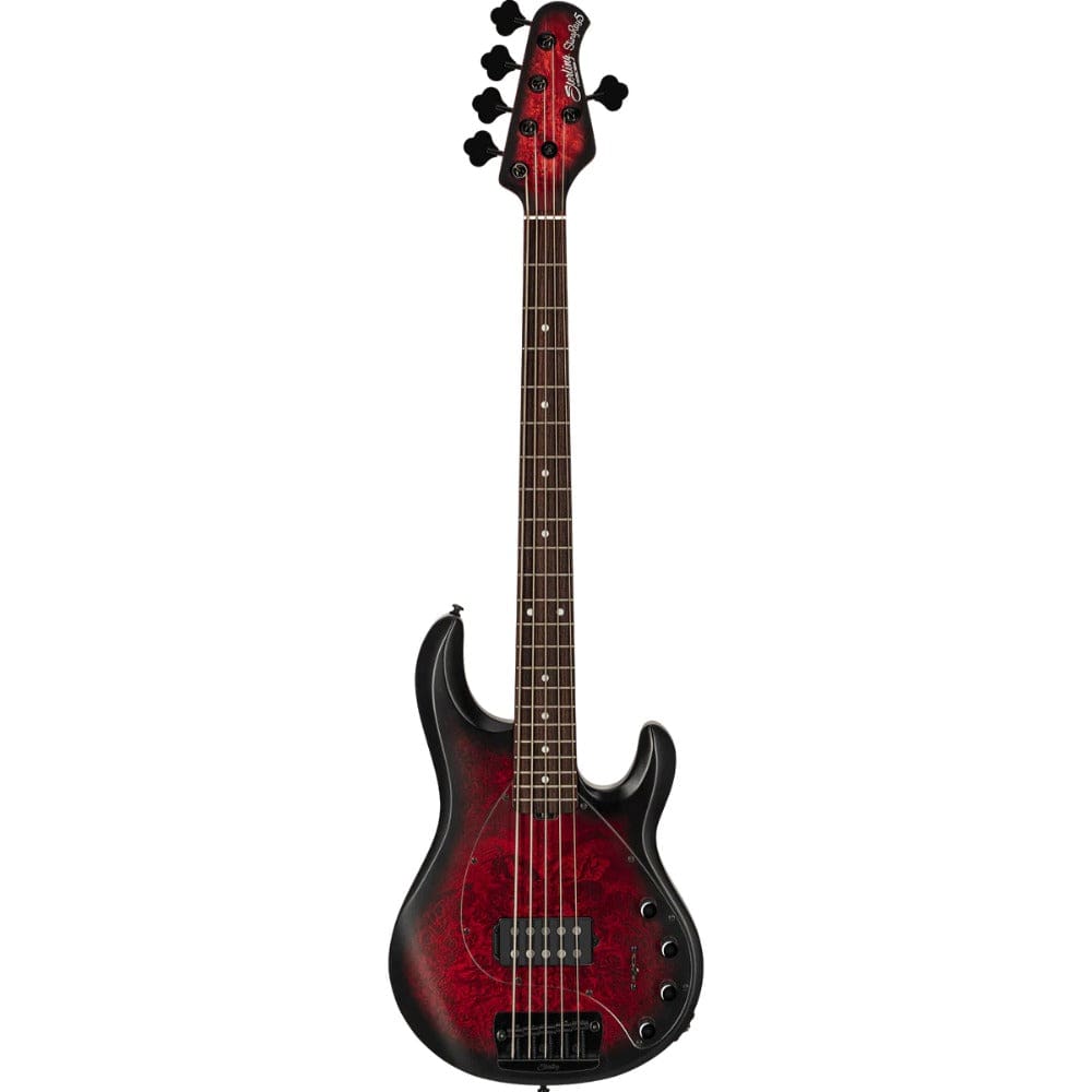 music man bass guitars dark scarlet burst satin sterling by music man ray35pb stingray5 bass guitar    #color_dark-scarlet-burst-satin