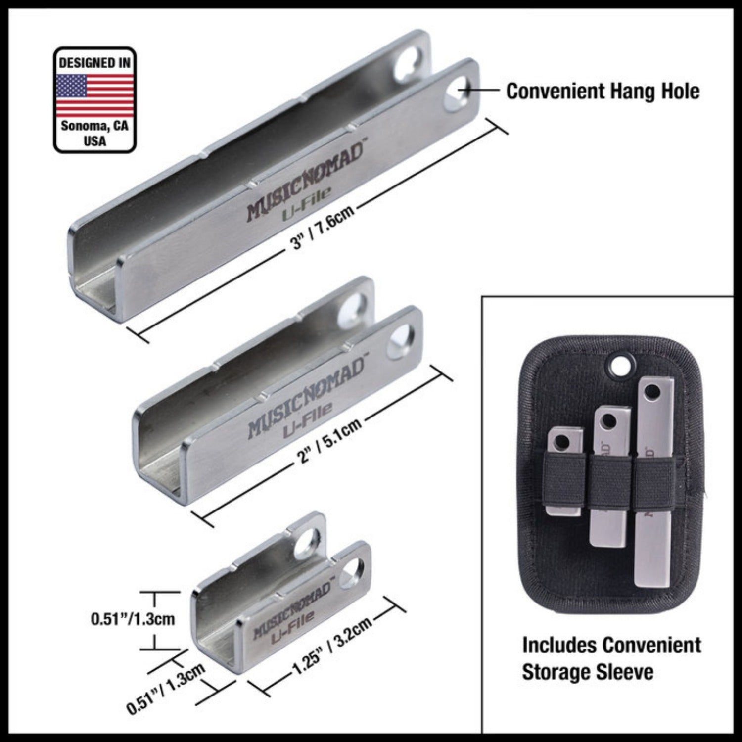 Music Nomad Guitar Accessories Music Nomad MN813 Diamond U-File for Leveling Single Guitar Fret Leveler - Pack of 3