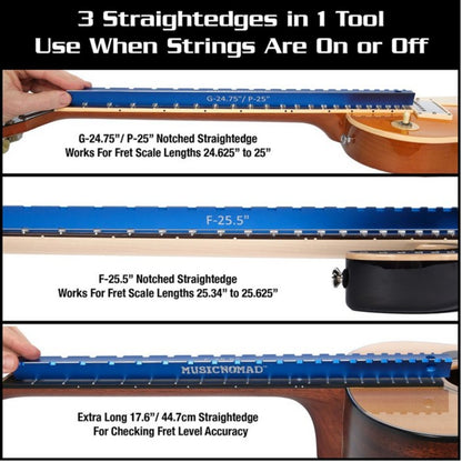 Music Nomad Guitar Accessories Music Nomad MN821 Tri-Beam 3 'n 1 Dual Notched Straightedge & Precision Straightedge