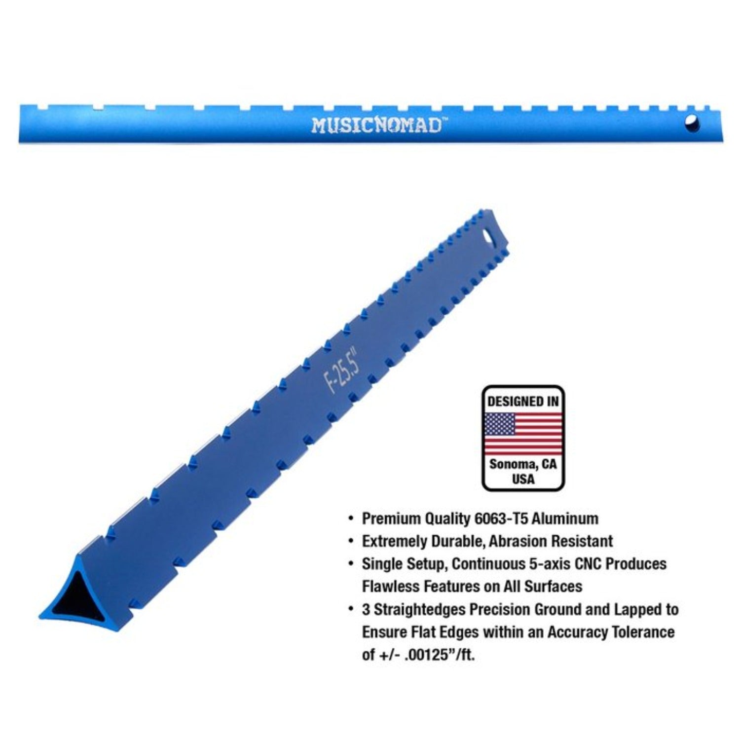 Music Nomad Guitar Accessories Music Nomad MN821 Tri-Beam 3 'n 1 Dual Notched Straightedge & Precision Straightedge