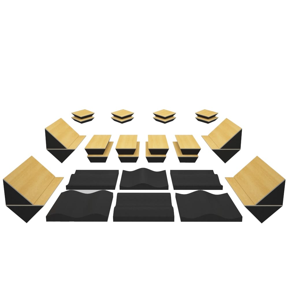 nankarrow sound proofing acoustic treatment maple wood nankarrow studiopanel-m 2nd gen medium room sound proofing acoustic treatment kit   