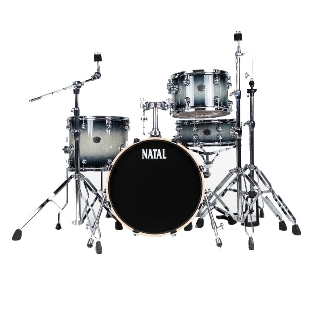 natal acoustic drum kits black and silver sparkle natal kar-uf22 arcadia series us fusion 5-piece shell pack acoustic drum kit with hardware & stands    #color_black-and-silver-sparkle