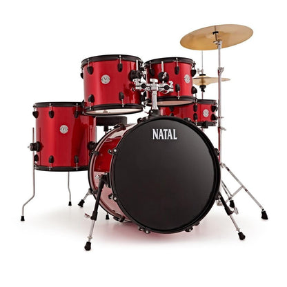 Natal Acoustic Drum Kits Red Natal K-EVB-F20 Evolution Fusion 5-Piece Acoustic Drum Kit with Hardware & Cymbals