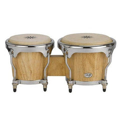 Natal Bongos Matte Natural Natal NFU67 Fuego Natural Wood Bongos With Chrome Plated Hardware