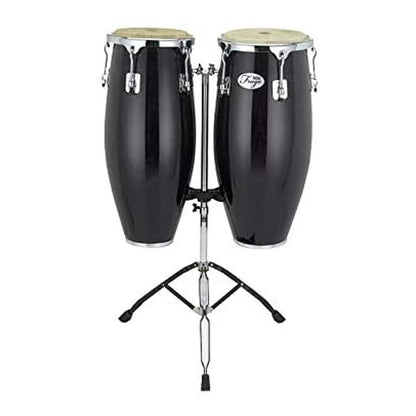 natal congas gloss black natal ngu1011 10 & 11 inch fuego natural wood congas with stand   