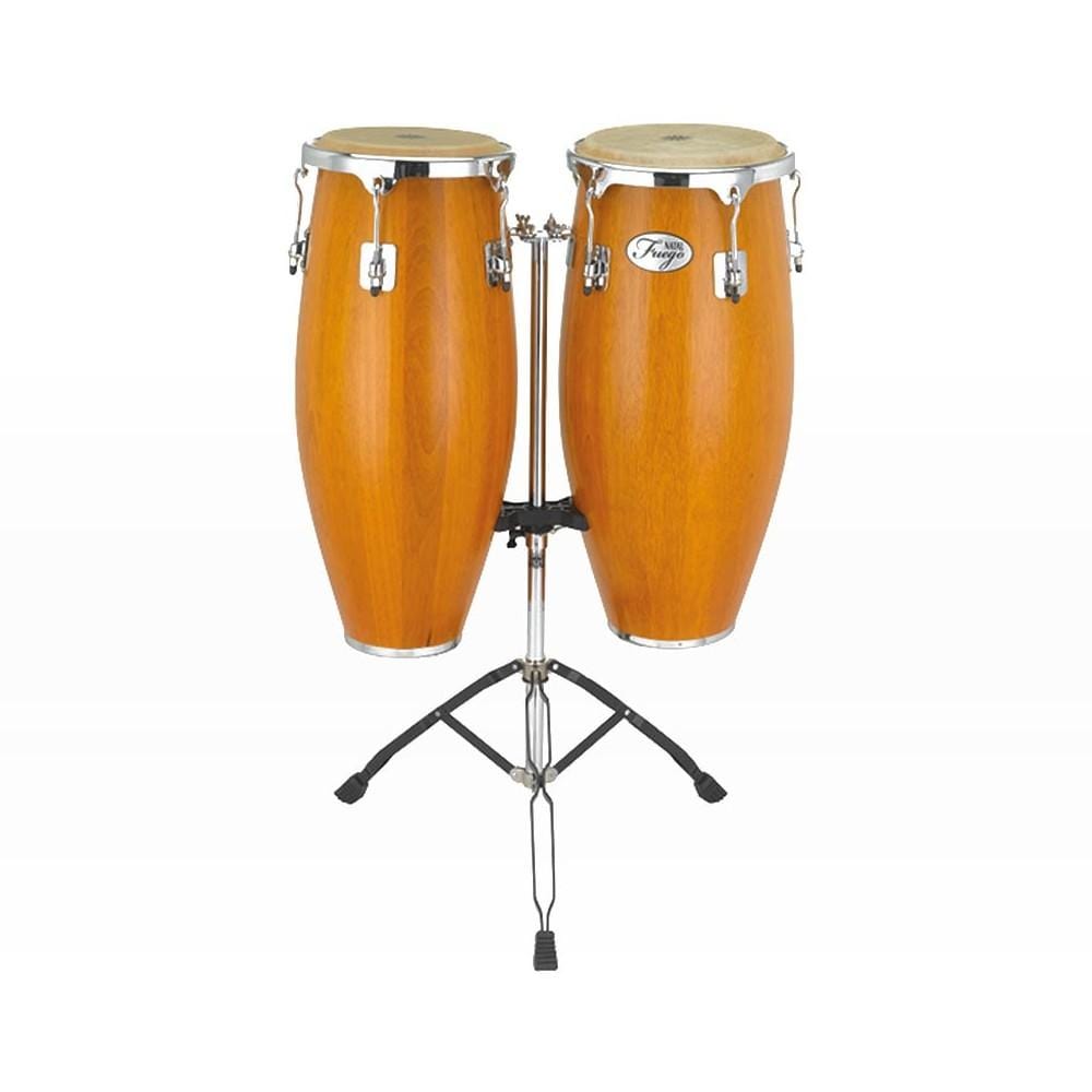 natal congas matt honey natal ngu1011 10 & 11 inch fuego natural wood congas with stand   #color_matt-honey