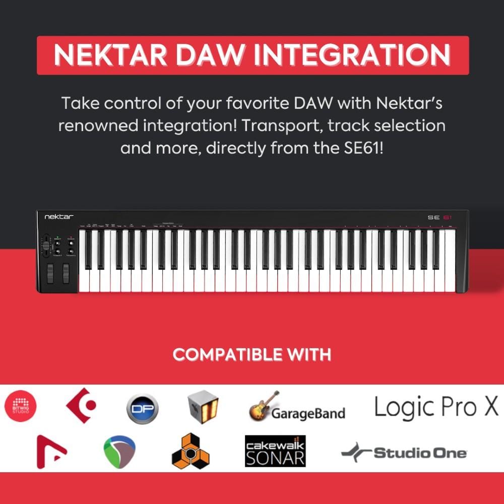 nektar midi keyboards 61-key nektar se61 61-key usb midi controller keyboard     