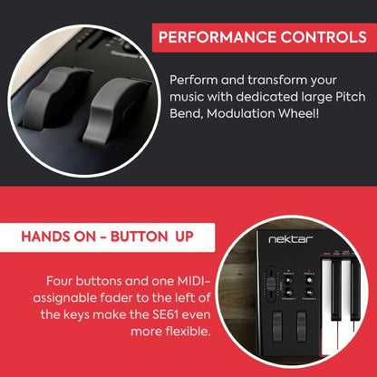 nektar midi keyboards 61-key nektar se61 61-key usb midi controller keyboard     