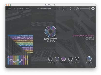 NIGHTFOX_AUDIO Virtual Instruments Nightfox Audio Grand Piano Suite: Grand Piano Library