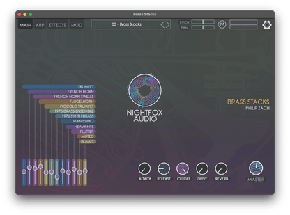 NIGHTFOX_AUDIO Virtual Instruments Nightfox Brass Stacks: Brass Instrument Collection