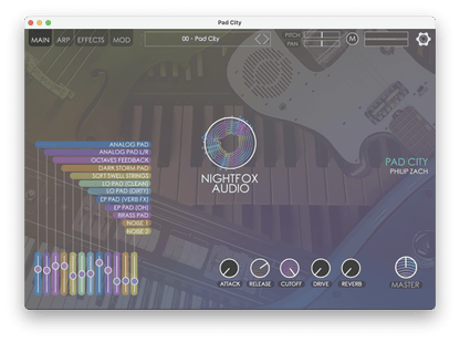 NIGHTFOX_AUDIO Virtual Instruments Nightfox Pad City: Pad Instrument Collection – Professional Audio Software & Plugin