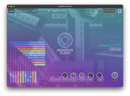NIGHTFOX_AUDIO Virtual Instruments Nightfox Uprights and EPs: Upright and Electric Piano Collection