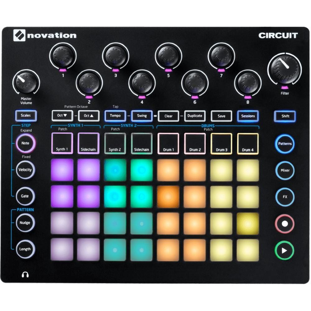 Novation Synthesizers Novation Circuit Groovebox Portable 4 x 8 Pad Matrix Synthesizer