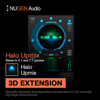 NUGEN Audio Virtual Processors NUGEN Halo Upmix 3D extension 3D Upmixing Extension – Professional Audio Software & Plugin