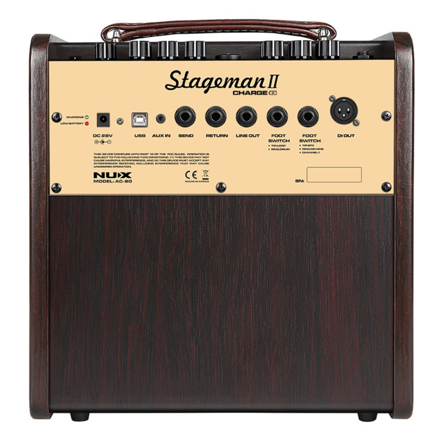 Nux Guitar Combo Amplifiers Black Nux AC-80 Stageman II Battery Powered Acoustic Combo Guitar Amplifiers