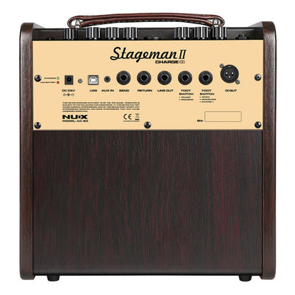 Nux Guitar Combo Amplifiers Black Nux AC-80 Stageman II Battery Powered Acoustic Combo Guitar Amplifiers