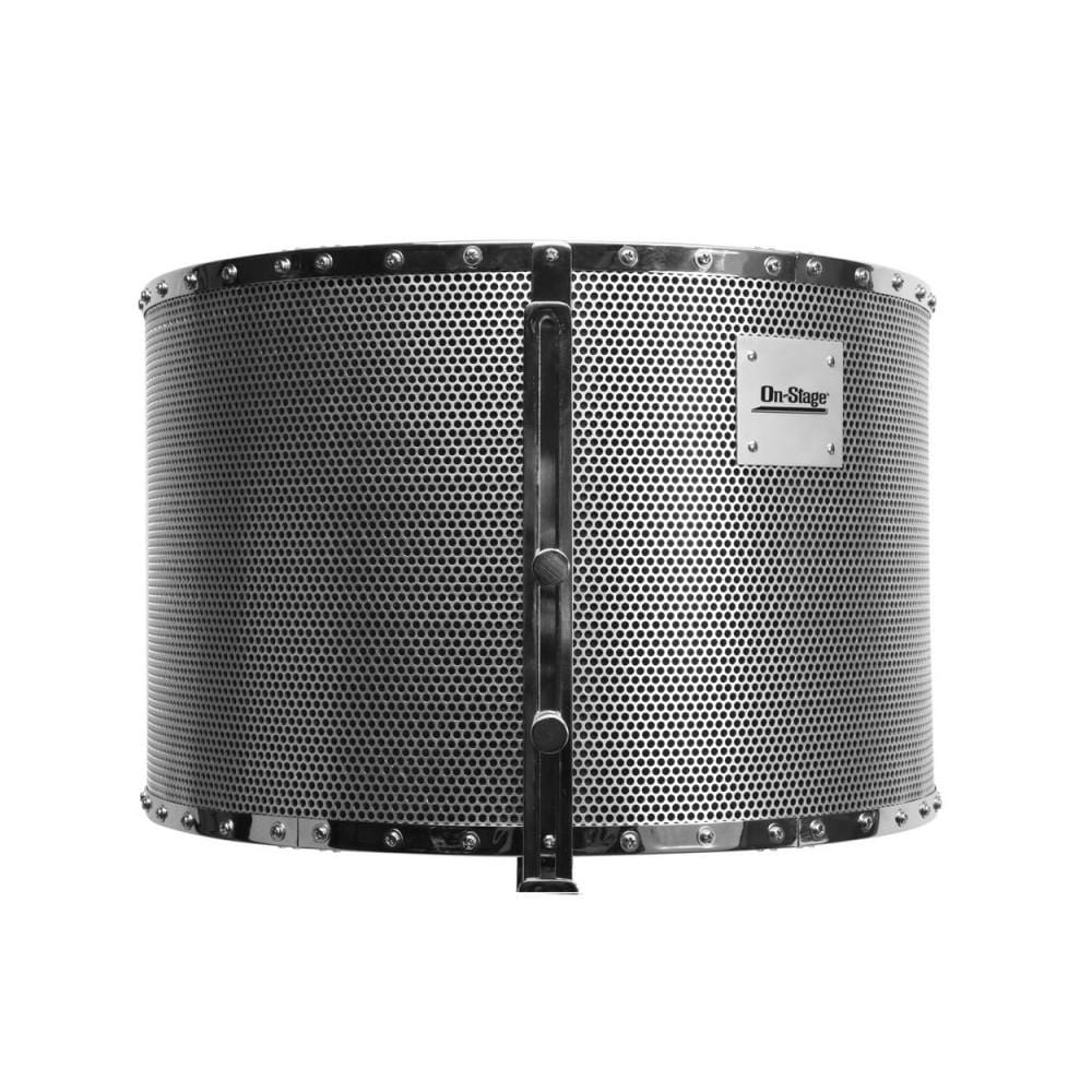 on-stage vocal booths on-stage asms4730 18.5" x 12" isolation acoustic shield - black & chrome