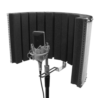 on-stage vocal booths on-stage asms4730 18.5" x 12" isolation acoustic shield - black & chrome