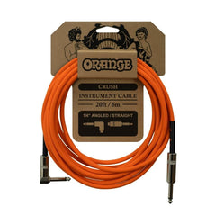 Orange Instrument Cables Angled to Straight Orange CA Crush 20ft Instrument Cable