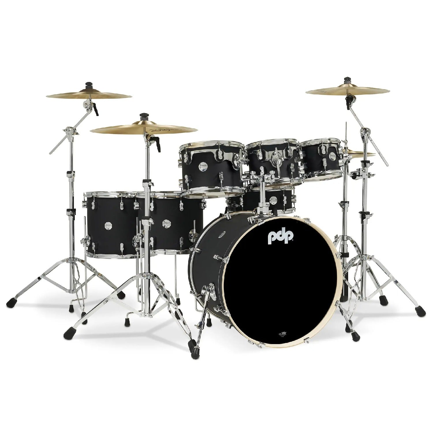 Pacific Drums And Percussion Acoustic Drum Kits Satin Black Pacific Drums And Percussion PDCM2217 7 Piece Concept Maple Acoustic Drumkit #color_satin-black