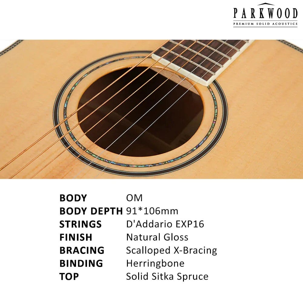 parkwood acoustic guitars parkwood p620 om orchestra acoustic guitar with case