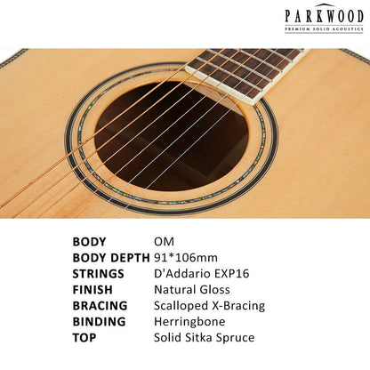 parkwood acoustic guitars parkwood p620 om orchestra acoustic guitar with case