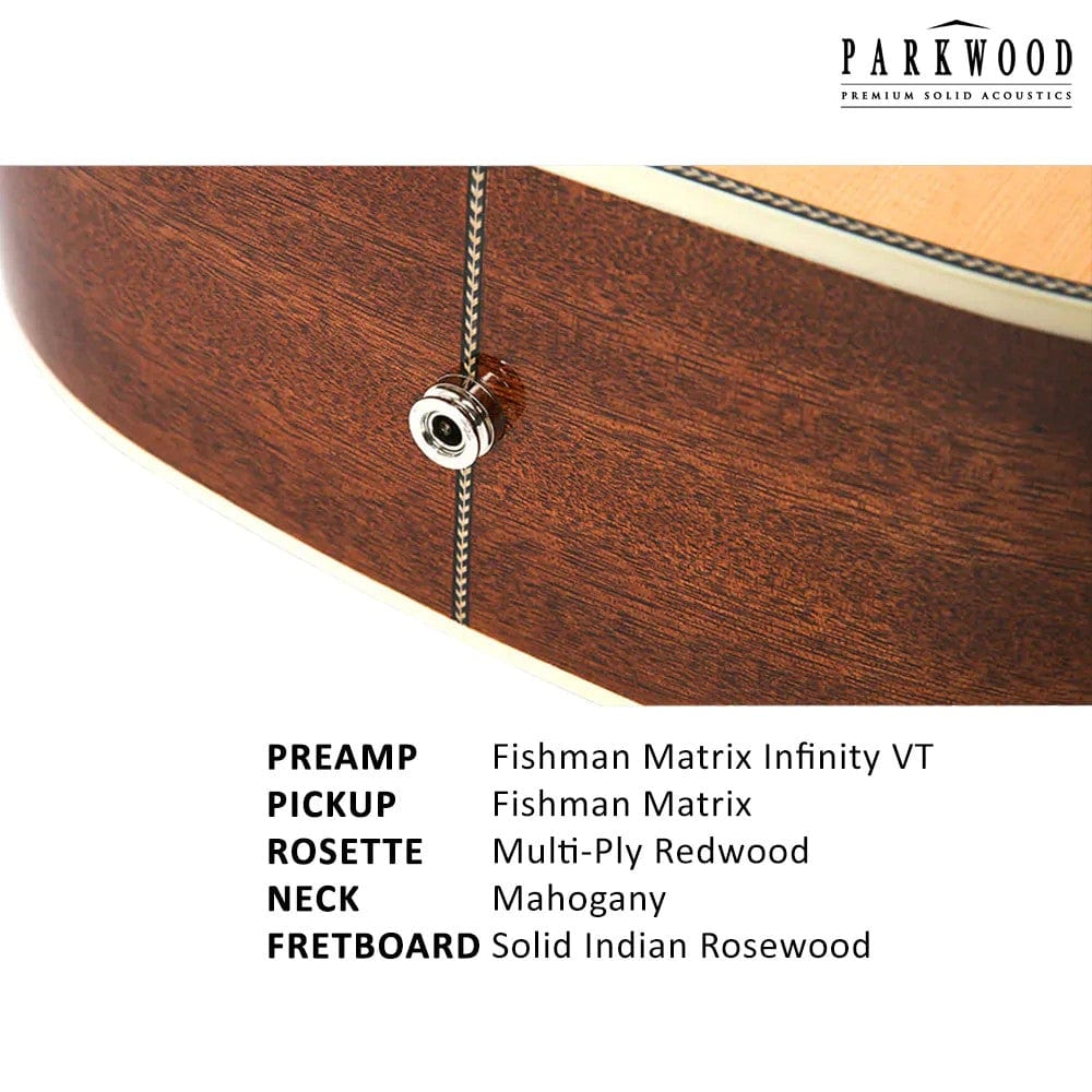parkwood acoustic guitars parkwood p660 dreadnought cutaway acoustic guitar with case