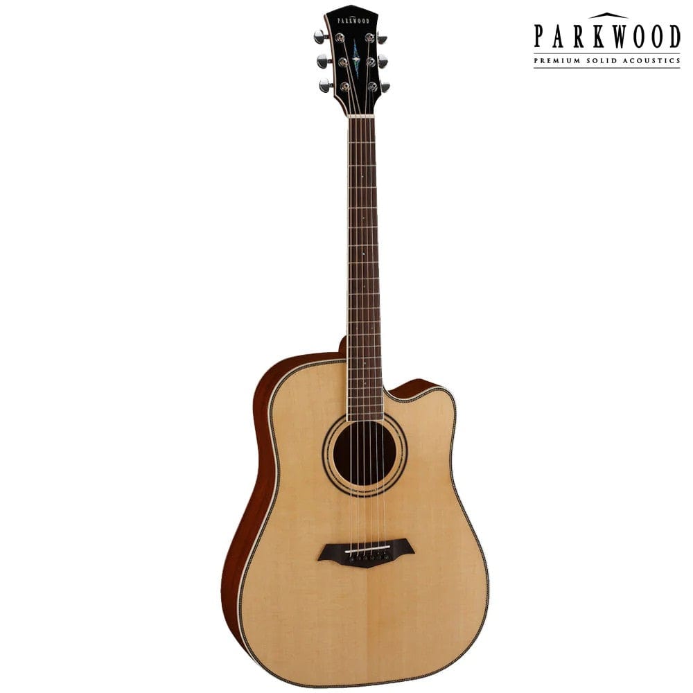 parkwood acoustic guitars parkwood p660 dreadnought cutaway acoustic guitar with case