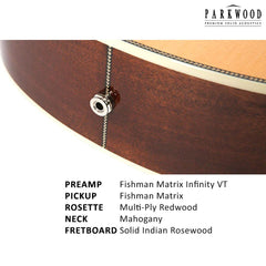 Parkwood Acoustic Guitars Parkwood P670 Grand Concert Cutaway Acoustic Guitar with Case