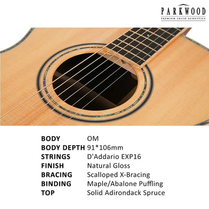 Parkwood Acoustic Guitars Parkwood P820ADK OM Orchestra Acoustic Guitar with Case