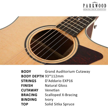 parkwood electro acoustic guitars natural parkwood ga28 gt ga series grand auditorium electro acoustic guitar with gigbag   