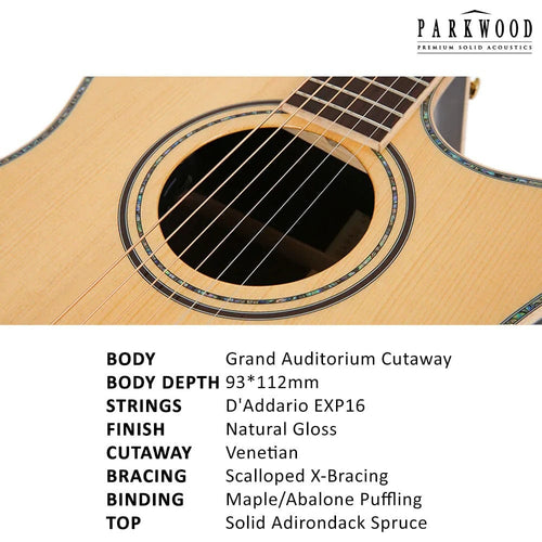 Buy Parkwood GA880 GA Series Grand Auditorium Electro Acoustic Guitar ...