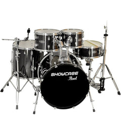Pearl Acoustic Drum Kits Black Sparkle Pearl showcase 5pcs with Hardware and Throne